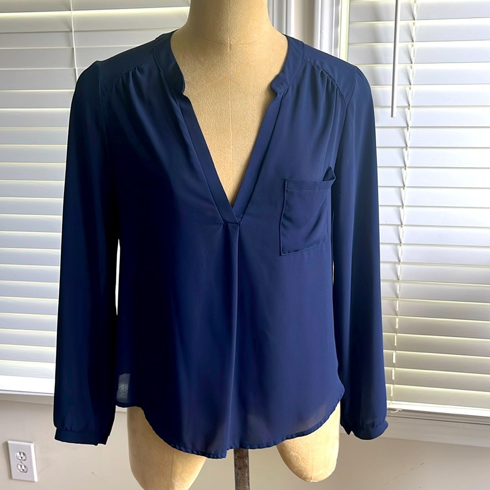 ASTR Navy drape back blouse.  Like new. Small